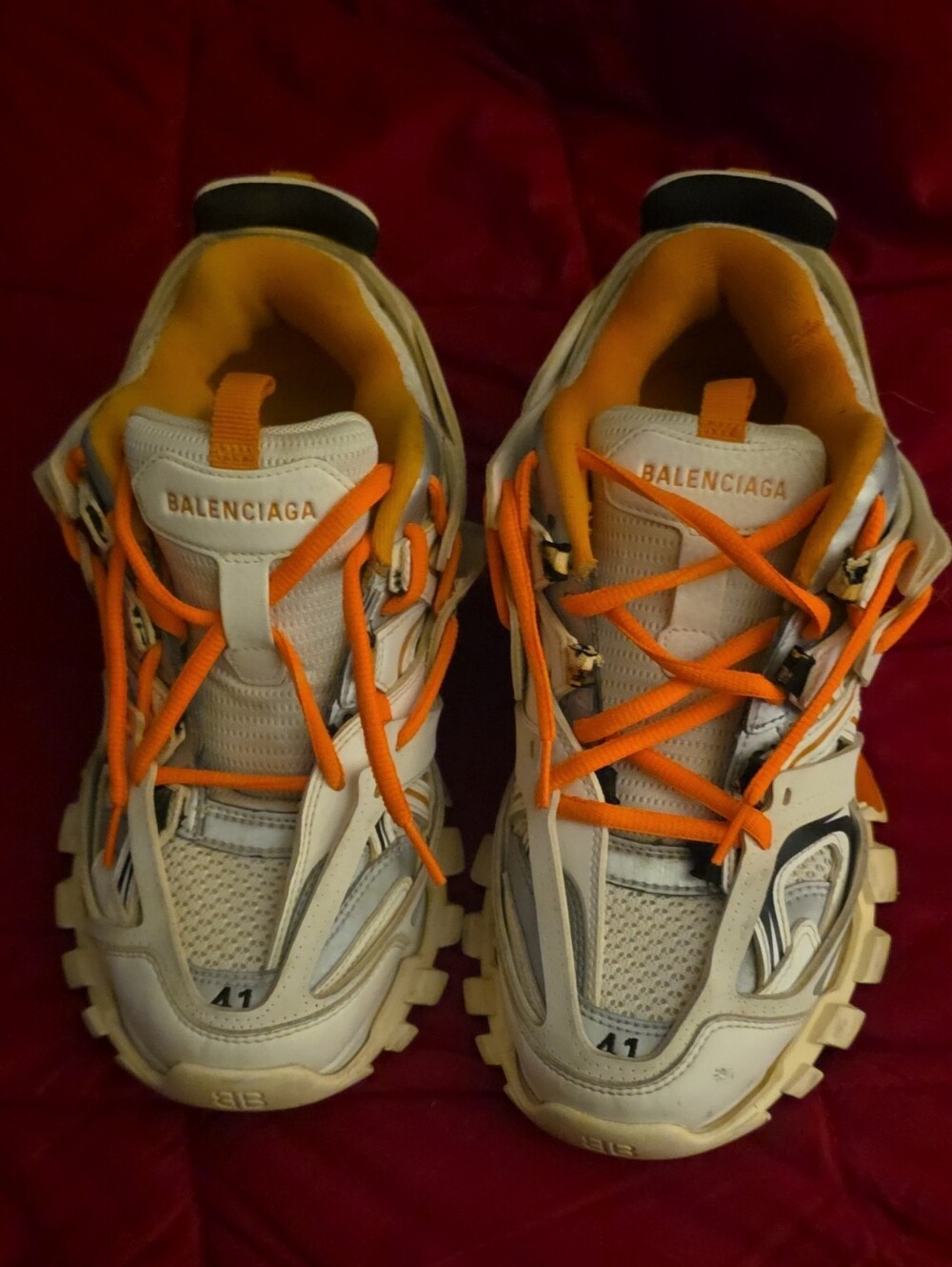 Balenciaga UNISEX Cream & Orange Track-Style Sneakers